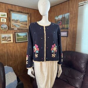 Cottagecore Floral Embroidered Cardigan